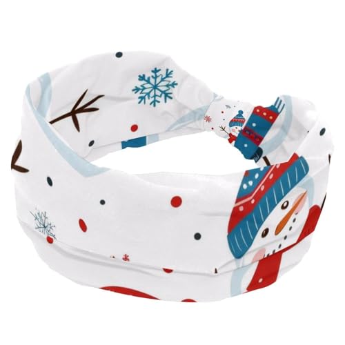 Weiche Turban-Stirnbänder, Stirnbänder für Damen, Workout, modische breite Haarbänder, Frohe Weihnachten, Schneemann, rutschfest, dehnbar von RODAILYCAY