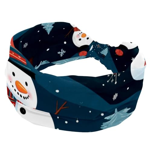 Weiche Turban-Stirnbänder, Stirnbänder für Damen, Workout, modische breite Haarbänder, Frohe Weihnachten, Schneemann, rutschfest, dehnbar von RODAILYCAY