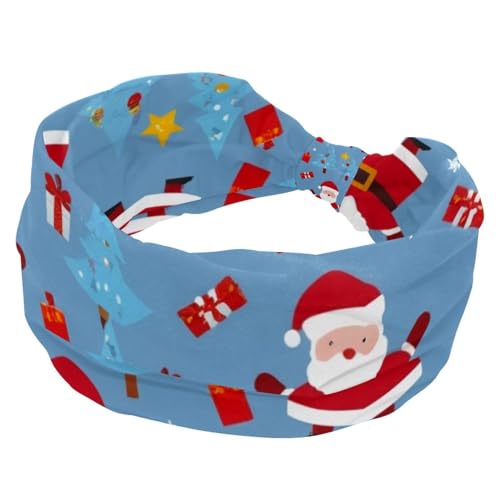 Weihnachten Weihnachtsmann Damen Stirnbänder Weich Breit Stirnband Rutschfeste Haarbänder Elastisches Haarband Verdrehter Knoten Turban Headwrap von RODAILYCAY