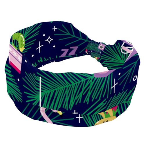 Weihnachts-Einhorn-Flamingo-Dinosaurier-Schwanen-Alpaka-breite Stirnbänder für Damen, elastische Stirnbänder, rutschfestes Haarband, Turban-Stirnband für Workout, Yoga, Sport, Laufen von RODAILYCAY