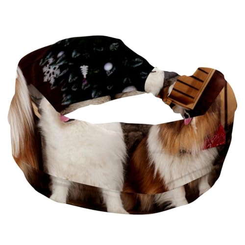 Weihnachts-Hunde-Stirnbänder für Damen und Mädchen, breites Stirnband, geknotetes Kreuz-Turban-Stirnband, rutschfestes Haarband für Yoga, Workout, Laufen von RODAILYCAY