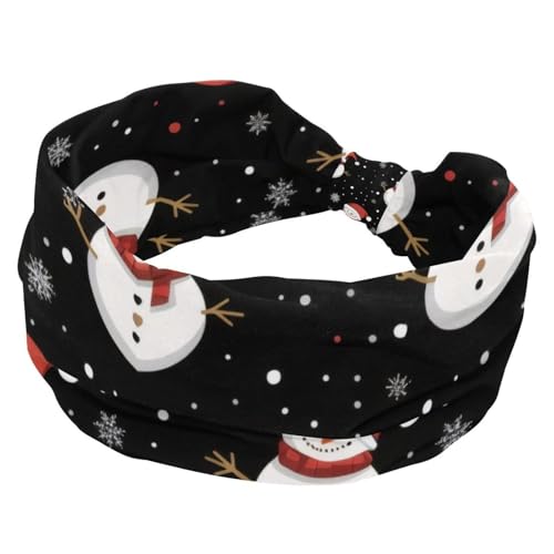 Weihnachts-Schneeflocken-Schneemann-Haarbänder für Damen, dehnbar, breite Stirnbänder, modische Turban-Stirnbänder, Yoga-Workout-Schweißband, Kopfwickel, Haar-Zubehör von RODAILYCAY