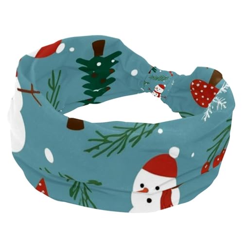 Weihnachts-Schneemann-Baum-Stirnbänder für Frauen und Mädchen, elastisches Haarband, rutschfestes breites Stirnband, verdrehter Kopf, Haarschmuck von RODAILYCAY