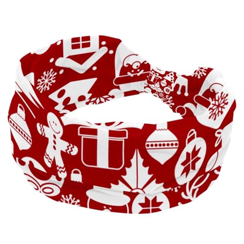 Weihnachts-Stirnbänder mit Schneemann-Glockenmuster, breites Stirnband, geknotetes Kreuz-Turban-Stirnband, rutschfestes Haarband für Yoga, Workout, Laufen von RODAILYCAY