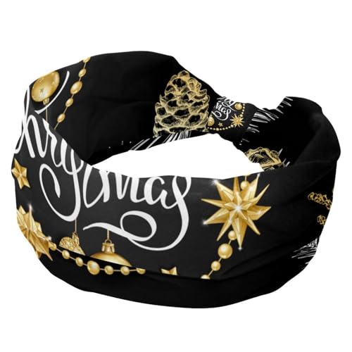 Weihnachts-Stirnband mit Tannenzapfen und Sternen, weich, breit, rutschfest, Workout, Haarbänder für Yoga, Fitness, Reisen, Fitnessstudio, Haar-Accessoires von RODAILYCAY