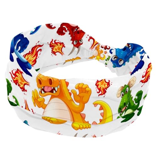 Wütende Dinosaurier-Stirnbänder für Damen, nahtloses Muster, breites Turban-Stirnband, rutschfeste Kopfwickel, elastisches Schweiß-Yoga-Workout-Haarband, weiches Haarband, Bandana von RODAILYCAY