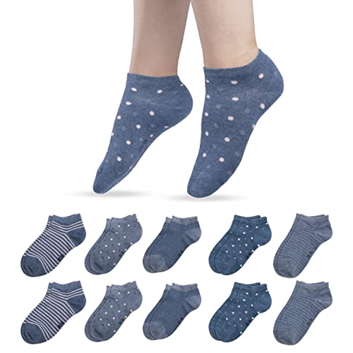 RØDER 10er Sneaker Socken Damen • Baumwollgemisch • Mehrfarbig • Ohne Naht • Ohne Gummi (35-38, Jeans) von RØDER