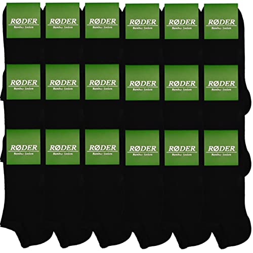 RØDER 6 | 12 | 18 Paar Bambus Sneaker Socken Herren Damen Bambussocken Viskose (35-38,18 Paar Schwarz) von RØDER