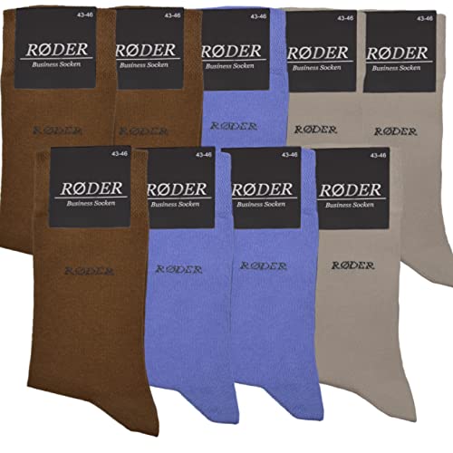 RØDER Premium Business Socken Herren 9er Pack Elastische, bequeme schwarze Herrensocken mit Komfortbund (43-46, Mix 4) von RØDER