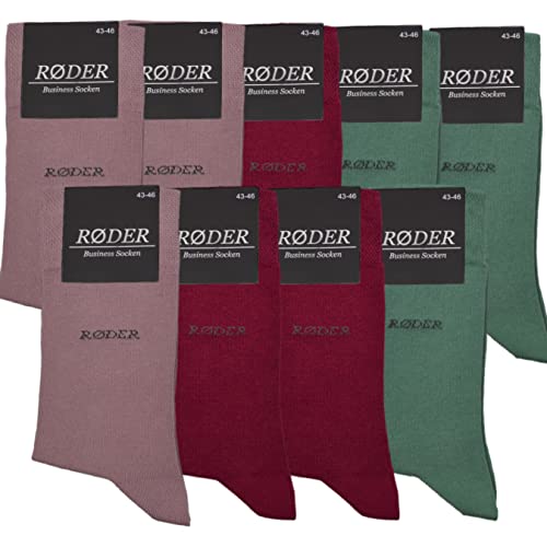 RØDER Premium Business Socken Herren 9er Pack Elastische, bequeme schwarze Herrensocken mit Komfortbund (47-50, Mix 3) von RØDER