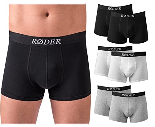 RØDER Herren Boxershorts 6er Pack • Shorts für Männer • Baumwolle • Kein Kratzender Zettel • Unterwäsche • perfekte Passform • Gemischt mit Logo • Größe 3XL von RØDER