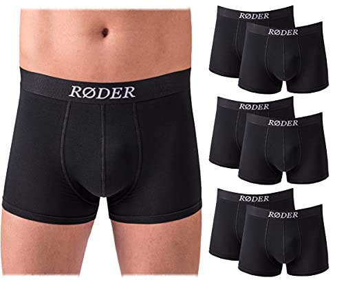 RØDER Herren Boxershorts 6er Pack • Shorts für Männer • Baumwolle • Kein Kratzender Zettel • Unterwäsche • perfekte Passform • Schwarz mit Logo• Größe L von RØDER