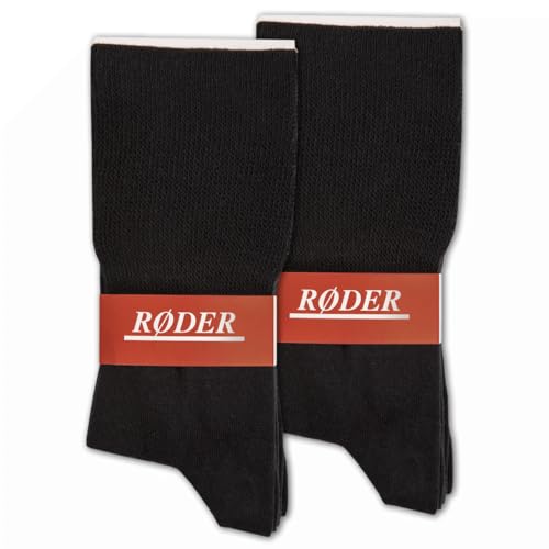 RØDER 6 Paar Diabetikersocken Herren & Damen ohne Gummibund aus Baumwolle ohne Naht extra weiter Bund (35-38,Mix) von RØDER