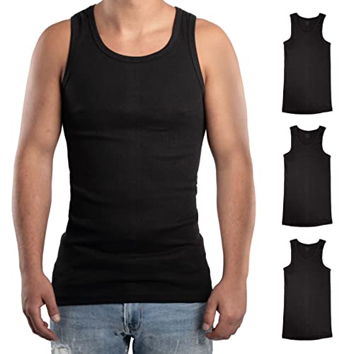 RØDER Premium 3er Pack • Unterhemd Herren• 100% gekämmte Baumwolle • Weiss • Schwarz • (S-3XL) • Tanktop (Schwarz,6XL) von RØDER