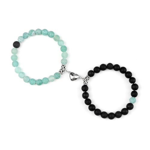 2 Teile/satz Romantische Herz Form Magnet Anhänger Armbänder 6 8MM Verwitterten Stein Armreifen Schmuck Paar Handgemachte Strench(8mmstyle 3) von ROEUIPG