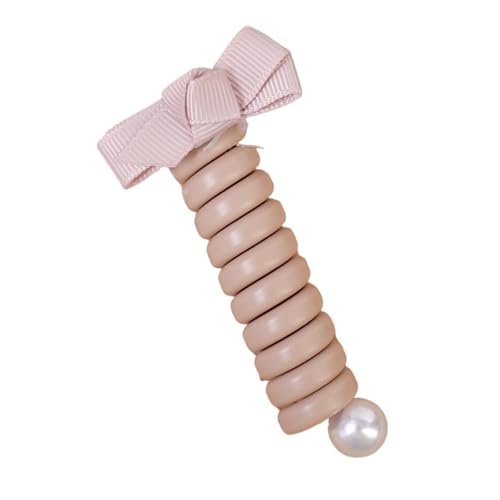 2 stücke Bogen Elastische Gummibänder for Frauen Mädchen Telefon Draht Haar Krawatten Schleife Spirale Spule Haarbänder Pferdeschwanz Halter Zubehör(Bow- pink) von ROEUIPG