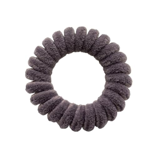 5 teile/paket Samt Telefon Spule Haarbänder Frauen Spirale Haar Krawatten Mädchen Ringe Seil Einfarbig Zubehör Scrunchy(Purplish Gray) von ROEUIPG