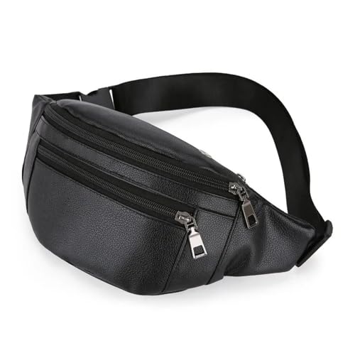 Business Leder Gürteltasche Multifunktionale Bargeld Geldbörsen Outdoor Umhängetaschen Wasserdicht Sporting Pack Reisen Mann(Black) von ROEUIPG