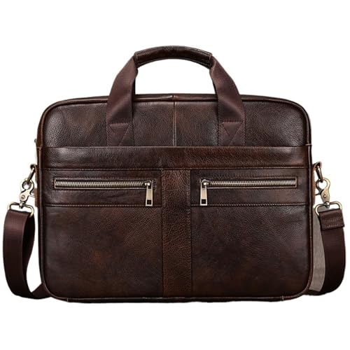 Echtes Leder Herren Business Handtasche 15" Laptop Aktentasche Tasche Männlich A4 Dokument Schulter Nachricht Computer Arbeit Tote(Pink) von ROEUIPG