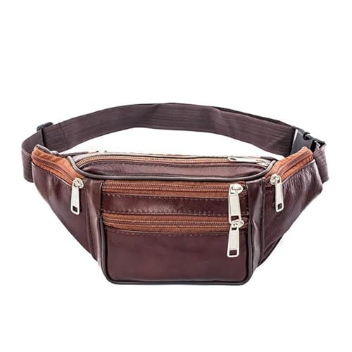 Echtes Leder Taille Tasche Männer Pack Lustige Gürtel Kette for Telefon Beutel Herren Fanny(Color 01) von ROEUIPG