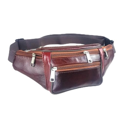 Echtes Leder Taille Tasche Männer Pack Lustige Gürtel Kette for Telefon Beutel Herren Fanny(Color 02) von ROEUIPG