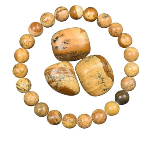 Goldene Obsidian Stein Perlen Armband Männer Frauen Licht Regenbogen Rohstein Runde Perle Energie Schmuck(17cm,8MM BEADS_17 PICTURE STONE) von ROEUIPG