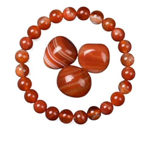 Goldene Obsidian Stein Perlen Armband Männer Frauen Licht Regenbogen Rohstein Runde Perle Energie Schmuck(17cm,8MM BEADS_29 RED STRIPE AGATE) von ROEUIPG