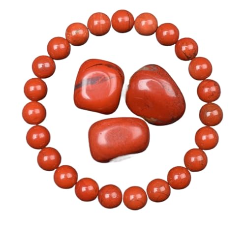 Goldene Obsidian Stein Perlen Armband Männer Frauen Licht Regenbogen Rohstein Runde Perle Energie Schmuck(19cm,6MM BEADS_13 RED JASPER) von ROEUIPG