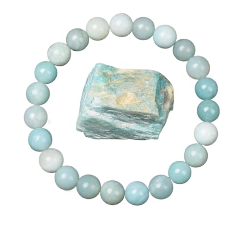 Goldene Obsidian Stein Perlen Armband Männer Frauen Licht Regenbogen Rohstein Runde Perle Energie Schmuck(19cm,8MM BEADS_38 AMAZONITE) von ROEUIPG