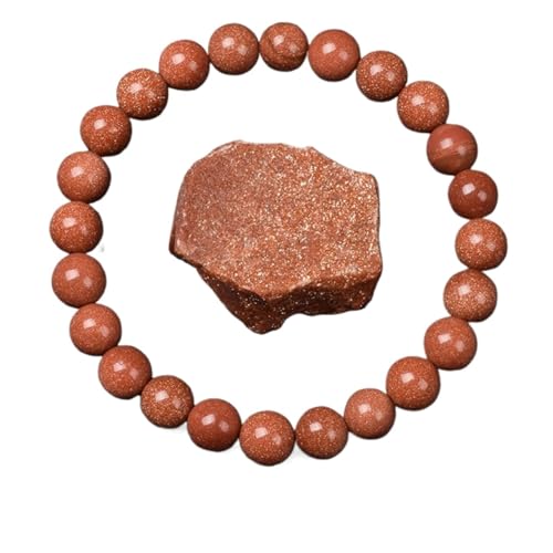 Goldene Obsidian Stein Perlen Armband Männer Frauen Licht Regenbogen Rohstein Runde Perle Energie Schmuck(21cm,6MM BEADS_28 GOLDEN SAND STONE) von ROEUIPG