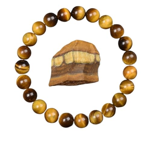 Goldene Obsidian Stein Perlen Armband Männer Frauen Licht Regenbogen Rohstein Runde Perle Energie Schmuck(21cm,6MM BEADS_3 YELLOW TIGER EYE) von ROEUIPG