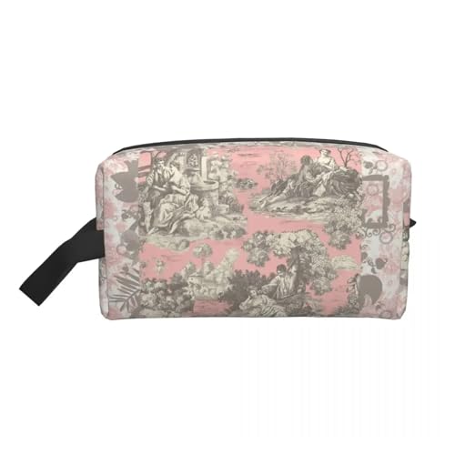 Kawaii Rot und Weiß Toile De Jouy Reise Kulturbeutel Frauen Make-Up Kosmetik Organizer Schönheit Lagerung Dopp Kit(Color 11) von ROEUIPG