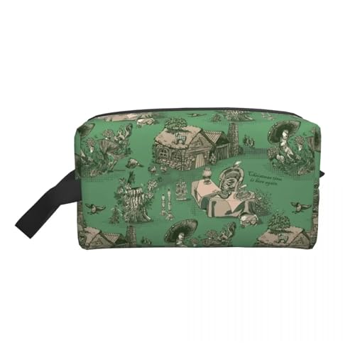 Kawaii Rot und Weiß Toile De Jouy Reise Kulturbeutel Frauen Make-Up Kosmetik Organizer Schönheit Lagerung Dopp Kit(Color 16) von ROEUIPG