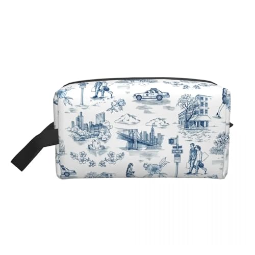 Kawaii Rot und Weiß Toile De Jouy Reise Kulturbeutel Frauen Make-Up Kosmetik Organizer Schönheit Lagerung Dopp Kit(Color 19) von ROEUIPG