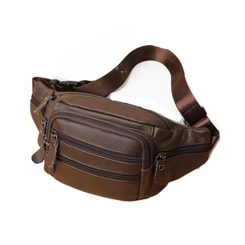 Männer Echtes Leder Gürteltasche for Telefon Beutel Messenger Taschen Marke Pack Reise Taille(Coffee) von ROEUIPG