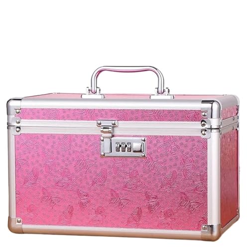 Nagellack-Organizer Schönheit Make-up Box Künstler Professionelle Kosmetik Fällen Make-Up Nagel Multilayer Toolbox Lagerung Organizer Koffer Tasche Für Reisen, Zuhause, Schwarz(Pink) von ROEUIPG