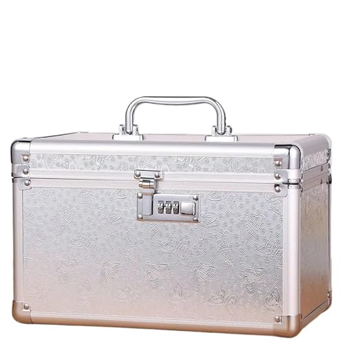 Nagellack-Organizer Schönheit Make-up Box Künstler Professionelle Kosmetik Fällen Make-Up Nagel Multilayer Toolbox Lagerung Organizer Koffer Tasche Für Reisen, Zuhause, Schwarz(Silver) von ROEUIPG