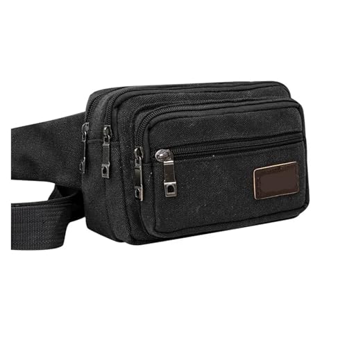 Outdoor Canvas Hüfttasche Sport Multifunktionale Männer PackHigh-Kapazität Taschen Tragbare Telefon Geldbörse(Black) von ROEUIPG