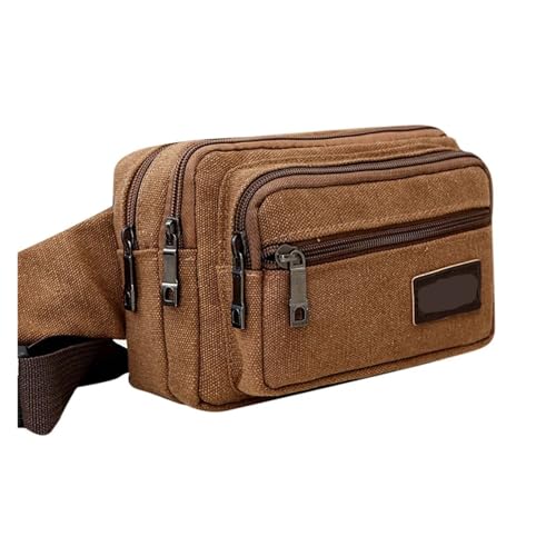 Outdoor Canvas Hüfttasche Sport Multifunktionale Männer PackHigh-Kapazität Taschen Tragbare Telefon Geldbörse(Brown) von ROEUIPG