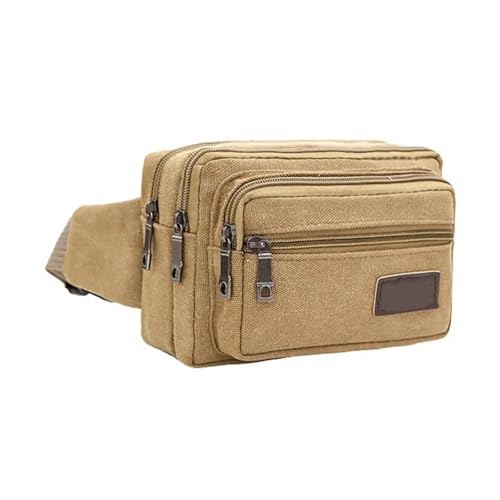 Outdoor Canvas Hüfttasche Sport Multifunktionale Männer PackHigh-Kapazität Taschen Tragbare Telefon Geldbörse(Khaki) von ROEUIPG