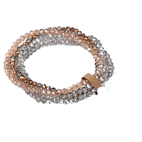 ROEUIPG 4-teiliges Set, Facettierte Glasperlen, Stretch-Armband For Damen Und Herren, Kristallperlen, Mehrfarbig, Elastisches Seil-Armband, Handgefertigter Schmuck(Style 1) von ROEUIPG