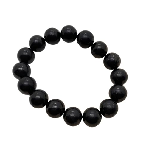 ROEUIPG 6–12 mm schwarzes Armband, runde Perlen, Armreif, Energie-Edelstein for Männer und Frauen, Dekoration, Geschenk(12mm,2pcs) von ROEUIPG
