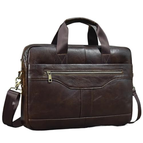 ROEUIPG Echtes Leder Herren Business Handtasche 15" Laptop Aktentasche Tasche Männlich A4 Dokument Schulter Nachricht Computer Arbeit Tote(Color 5) von ROEUIPG