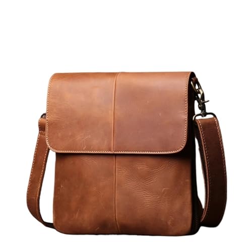 ROEUIPG Herren Echtleder Umhängetasche Vintage Original Rindsleder Crossbody Luxus Design Flap Messenger Bags von ROEUIPG