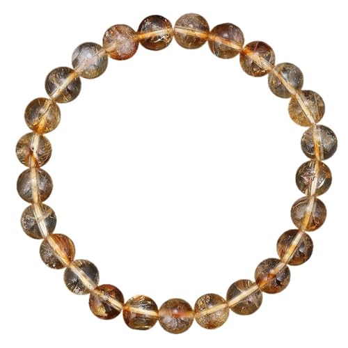 ROEUIPG Lucky Jewelry Citrin-Armband, gelbe Quarze, Kristallstein-Perlenarmband for Damen und Herren, Reichtum, Glück, Armreif, Sonnenuntergang(17CM(6.69INCH)_4MM BEADS) von ROEUIPG
