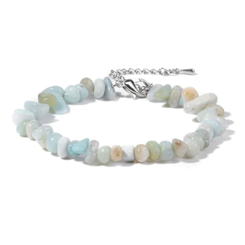 ROEUIPG Quarzkristall-Armband, unregelmäßiger Stein, Perlensplitter, Schmuck, Amethyste, Aquamarine, Citrine, Armbänder for Frauen(13 Amazonite) von ROEUIPG