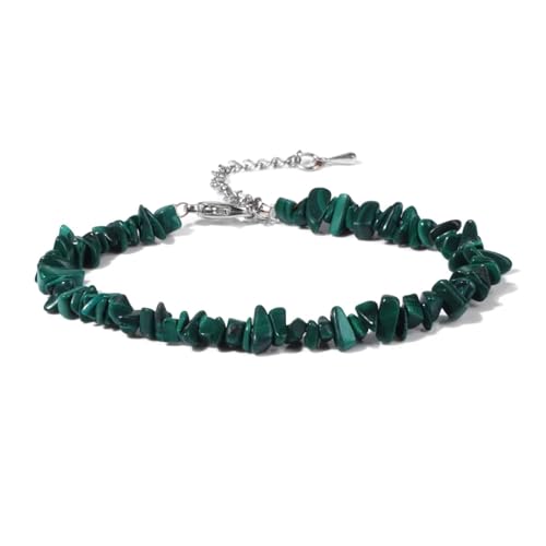ROEUIPG Quarzkristall-Armband, unregelmäßiger Stein, Perlensplitter, Schmuck, Amethyste, Aquamarine, Citrine, Armbänder for Frauen(14 Malachite) von ROEUIPG