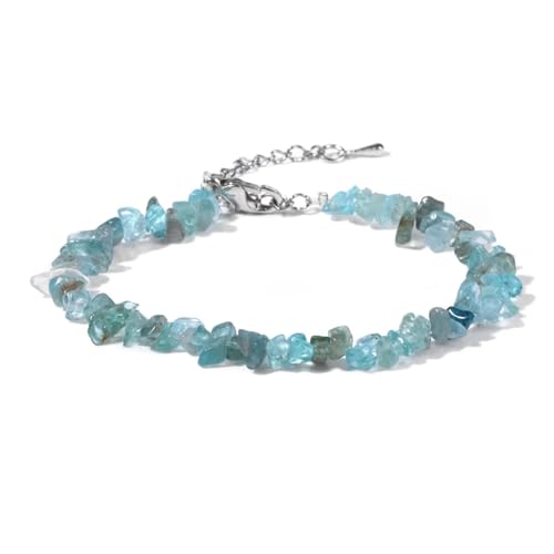 ROEUIPG Quarzkristall-Armband, unregelmäßiger Stein, Perlensplitter, Schmuck, Amethyste, Aquamarine, Citrine, Armbänder for Frauen(18 Apatite) von ROEUIPG