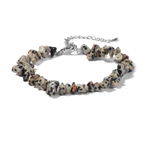 ROEUIPG Quarzkristall-Armband, unregelmäßiger Stein, Perlensplitter, Schmuck, Amethyste, Aquamarine, Citrine, Armbänder for Frauen(23 Dalmation) von ROEUIPG