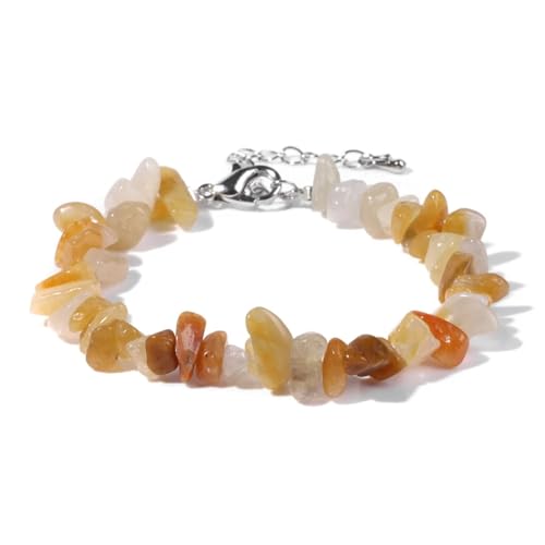 ROEUIPG Quarzkristall-Armband, unregelmäßiger Stein, Perlensplitter, Schmuck, Amethyste, Aquamarine, Citrine, Armbänder for Frauen(26 Aventurine) von ROEUIPG